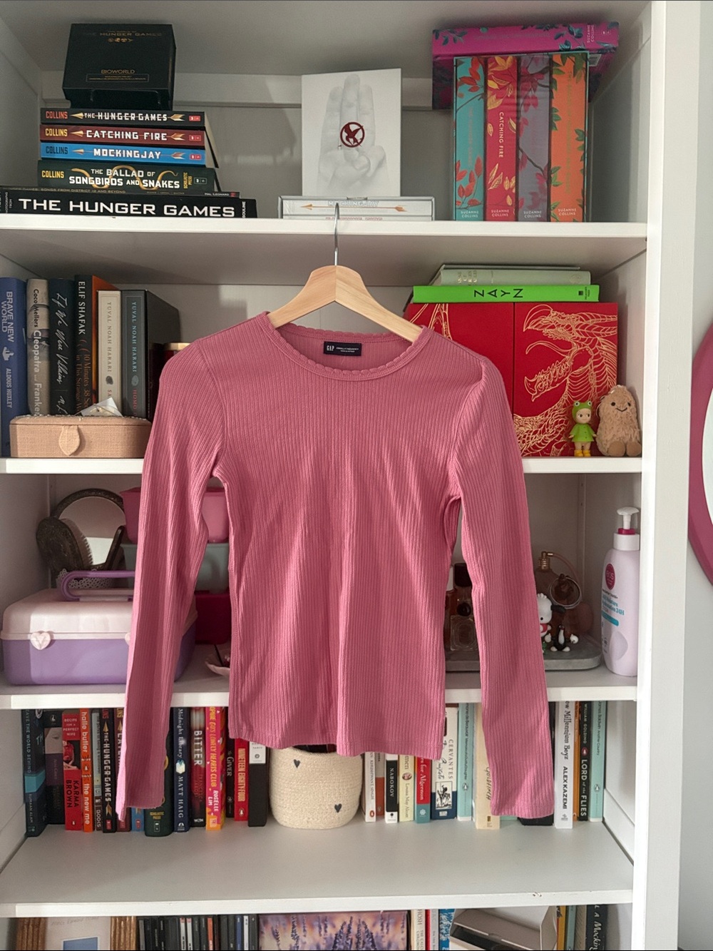BNWT the gap size XS petite mauvy pink pointelle top